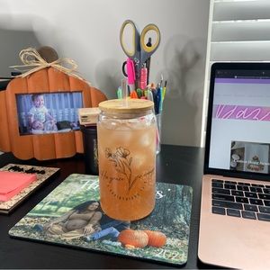 His grace is enough 16oz glass cup with engraved bamboo lid